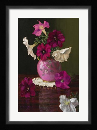Framed Petunias In Pink Vase Print