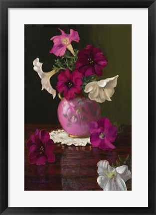 Framed Petunias In Pink Vase Print
