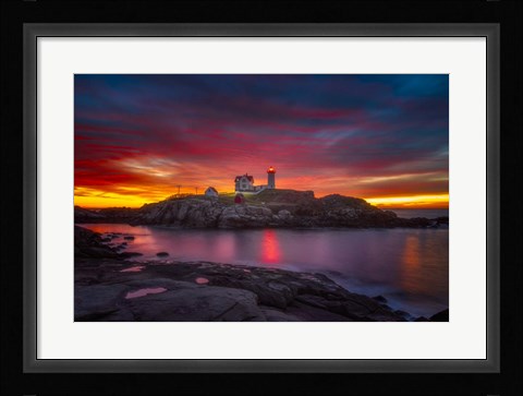 Framed Sunrise over Nubble Light Print