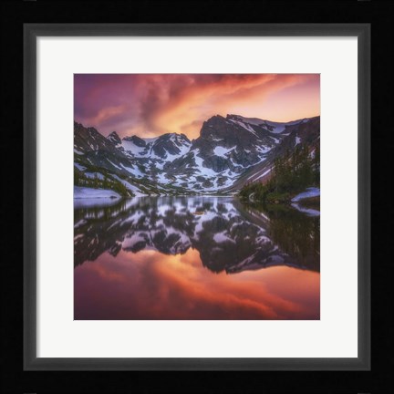 Framed Indian Peaks Reflection Print