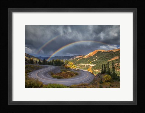 Framed Red Mountain Rainbow Print