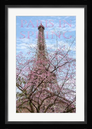 Framed Eiffel Tower with Blossoming Cherry Print