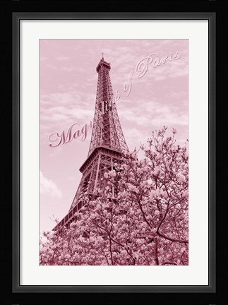 Framed Eiffel Tower with Magnolia Pink Print
