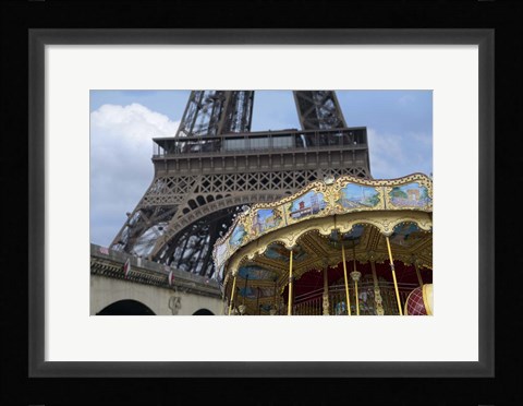 Framed Eiffel Tower with Paris Carousel Print