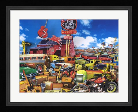 Framed Red Guitar Lounge Print