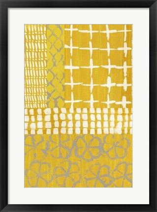 Framed Golden Blockprint I Print