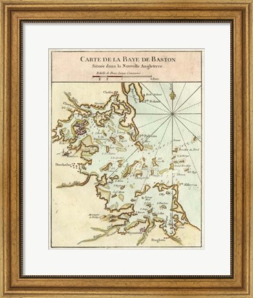 Framed Petite Map of the Port of Boston Print