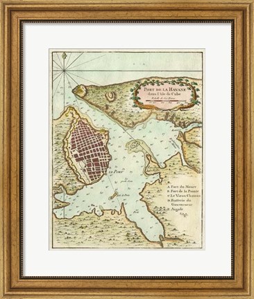 Framed Petite Map of the Port of Havana Print