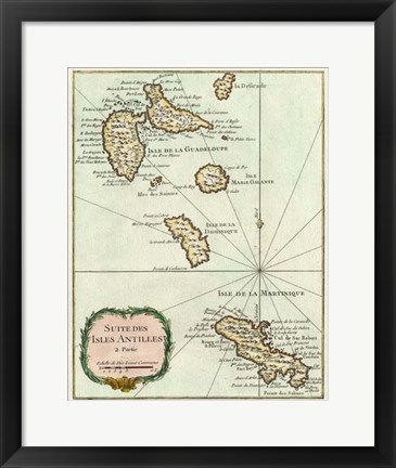 Framed Petite Map of the Antilles Islands I Print