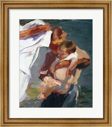 Framed Mother and Child after its Bath, 1916 Print