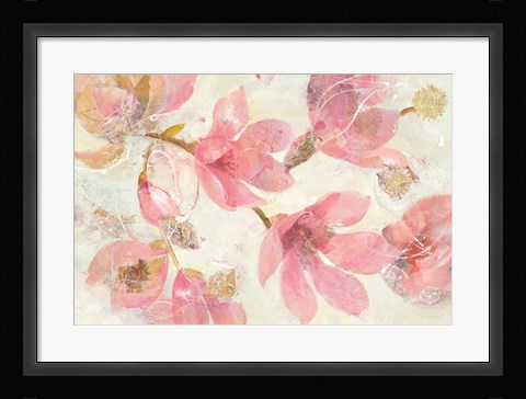 Framed Magnolias in Bloom on White Print