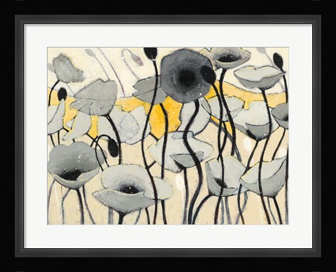 Framed Snow Day Gray Flower Print