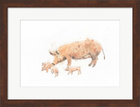 Framed Pig and Piglet Print