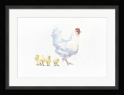 Framed Hen and Chickens Print