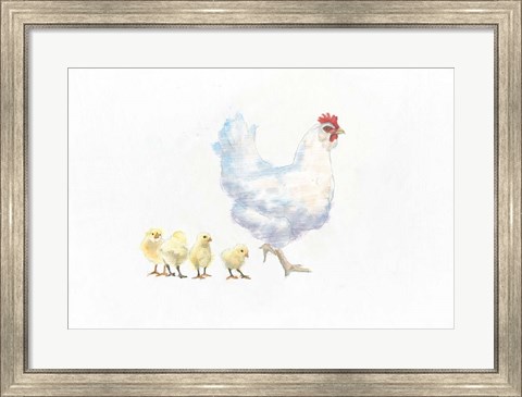 Framed Hen and Chickens Print