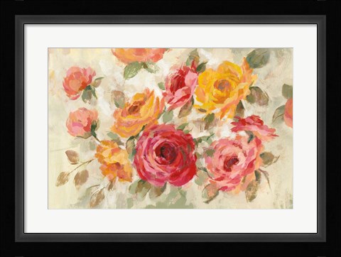 Framed Brushy Roses Print