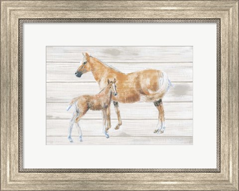 Framed Horse and Colt on Wood Print