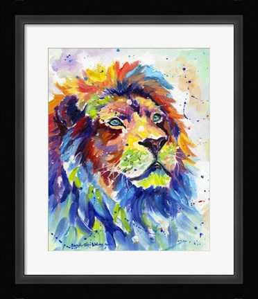 Framed Colorful African Lion Print