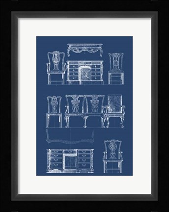 Framed Furniture Blueprint I Print