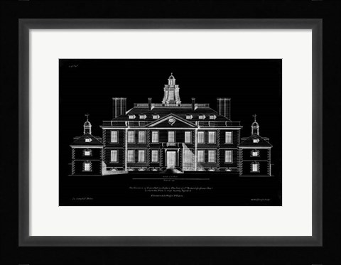 Framed Vintage Facade Blueprint III Print