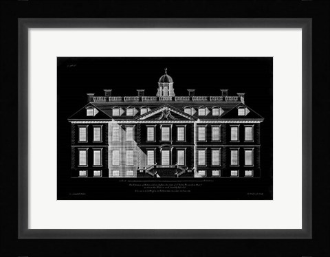 Framed Vintage Facade Blueprint IV Print