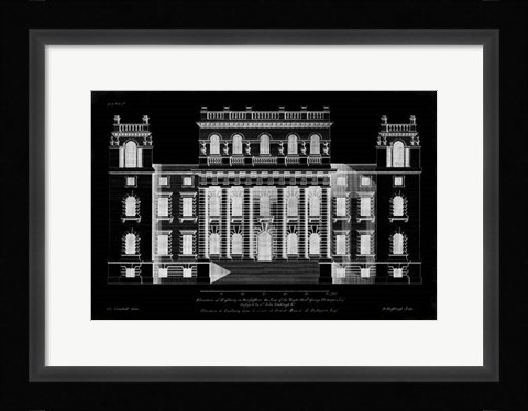 Framed Vintage Facade Blueprint VI Print