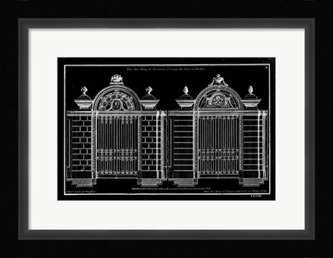 Framed Neufforge Gate Blueprint I Print