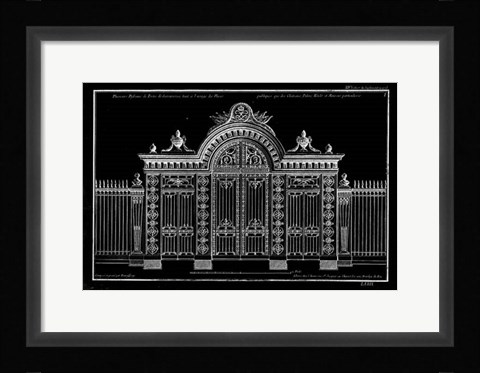 Framed Neufforge Gate Blueprint III Print