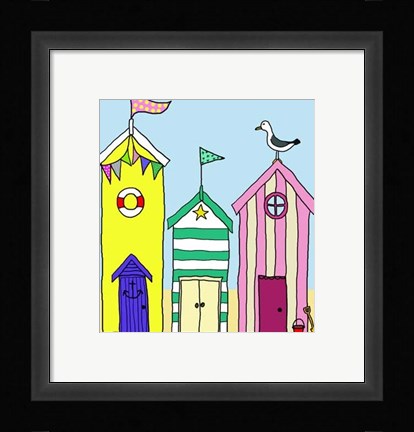 Framed Beach Huts 1 Print