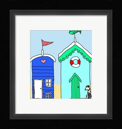 Framed Beach Huts 2 Print