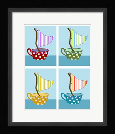 Framed Teacups at sea Print