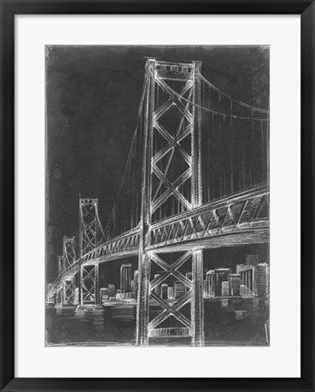Framed Suspension Bridge Blueprint II Print