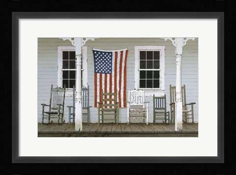 Framed Chair Family With Flag Print