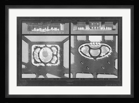 Framed French Garden Blueprint V Print