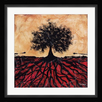 Framed Tree with Roots I Print