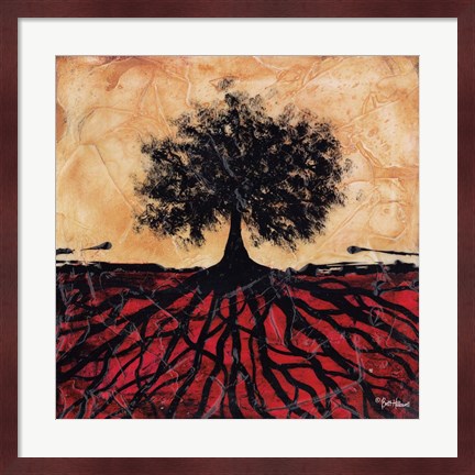 Framed Tree with Roots I Print