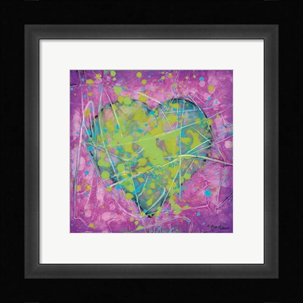 Framed Emotions Green Heart Print