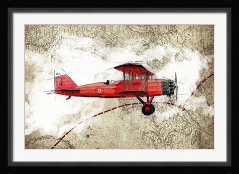 Framed Biplane 3 Print