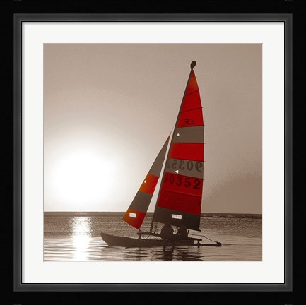 Framed Sailboat Sunset Print