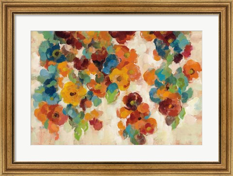 Framed Spice and Turquoise Florals Print