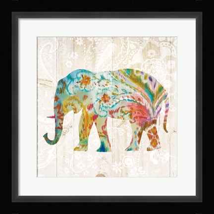 Framed Boho Paisley Elephant II Print