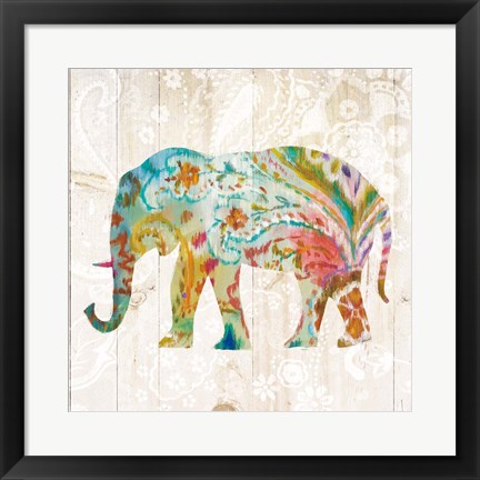Framed Boho Paisley Elephant II Print