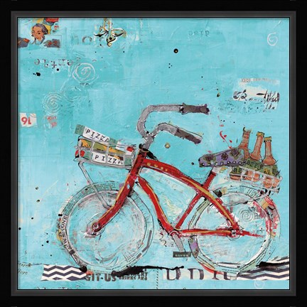 Framed Pizza and Beer Blue Print