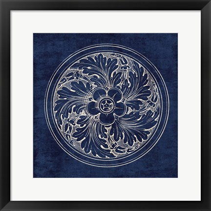 Framed Rosette II Indigo Print