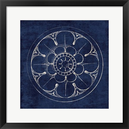 Framed Rosette III Indigo Print