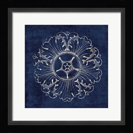 Framed Rosette VI Indigo Print