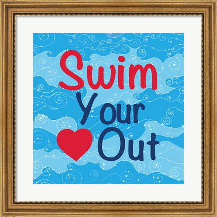 Framed Swim Your Heart Out - Girly Print