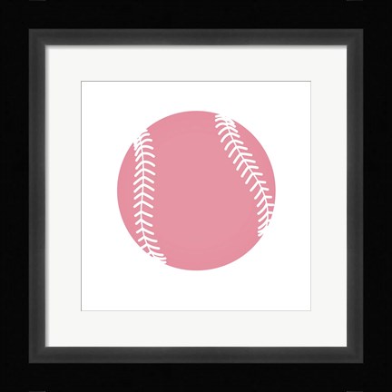 Framed Baby Pink Softball on White Print
