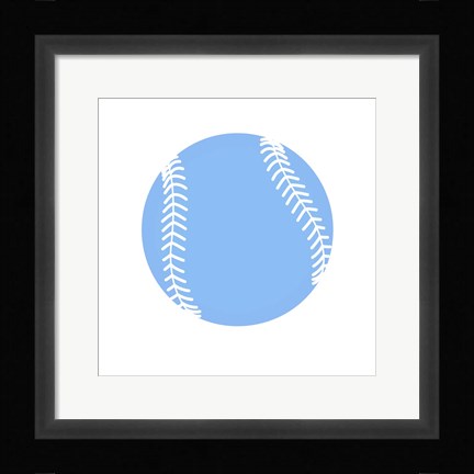 Framed Blue Softball on White Print