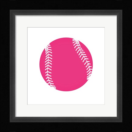 Framed Pink Softball on White Print